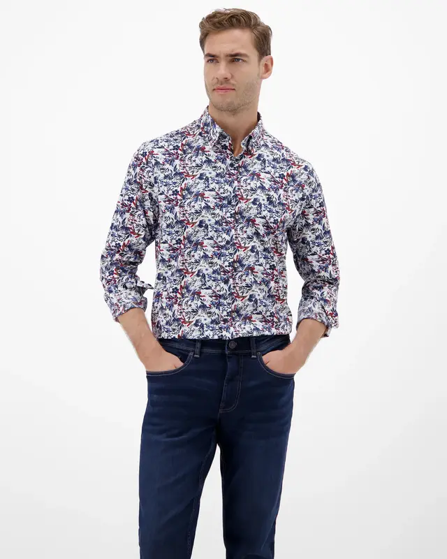 Lerros Poplin Hemd mit Print - White