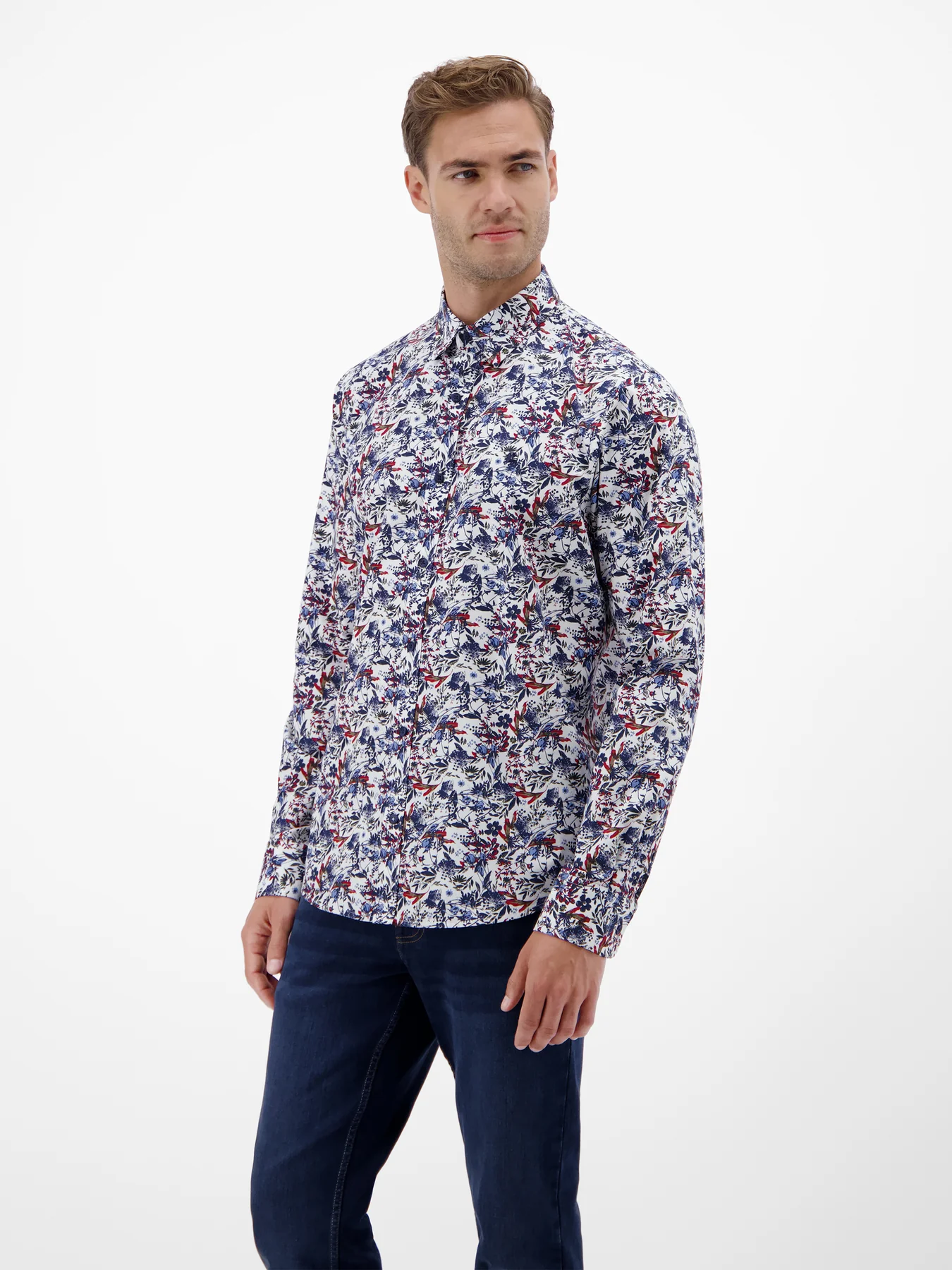 Lerros Poplin Shirt with Print - White