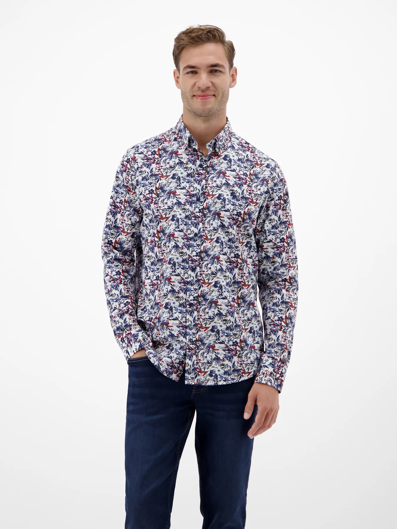 Lerros Poplin Shirt with Print - White