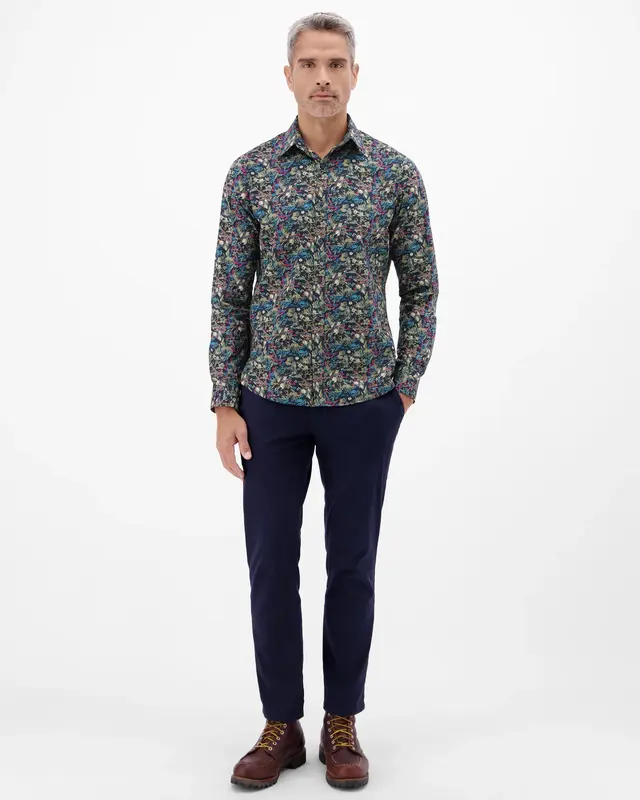 Lerros Poplin Hemd mit Print - Classic Navy