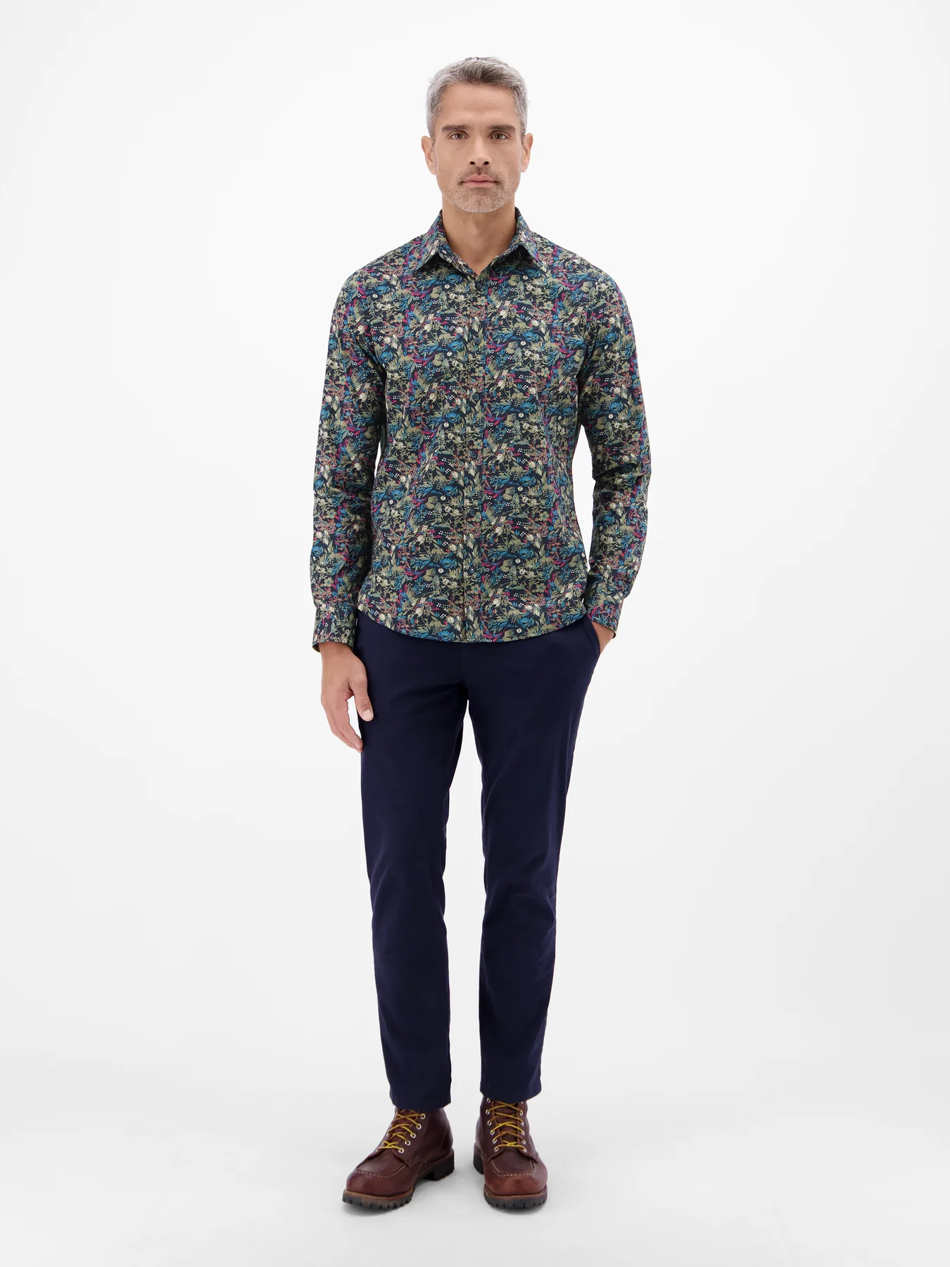 Lerros Poplin Shirt with Print - Classic Navy