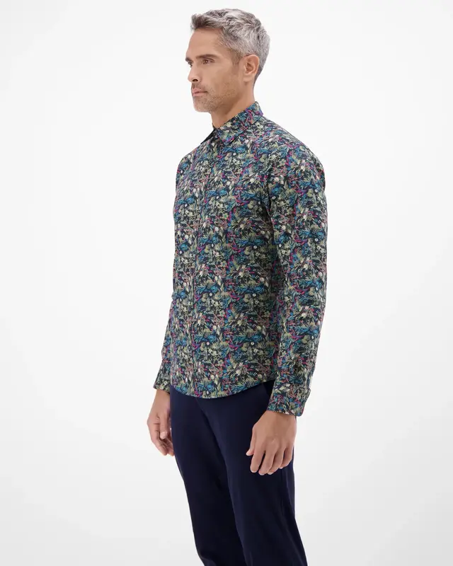 Lerros Poplin Hemd mit Print - Classic Navy