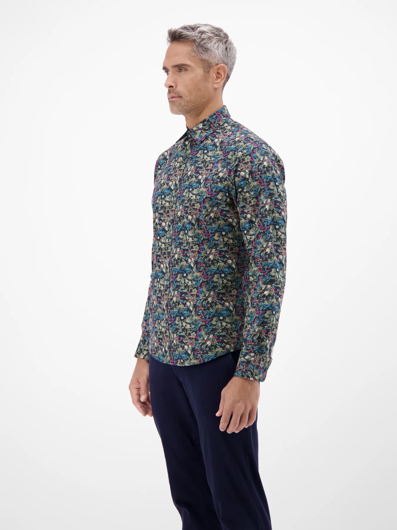 Lerros Poplin Shirt with Print - Classic Navy