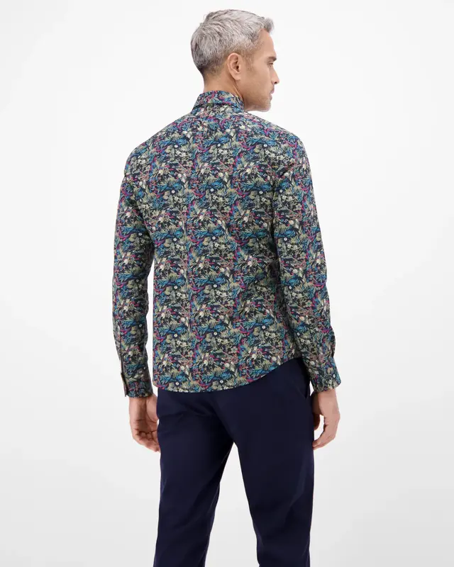 Lerros Poplin Overhemd met Print - Classic Navy