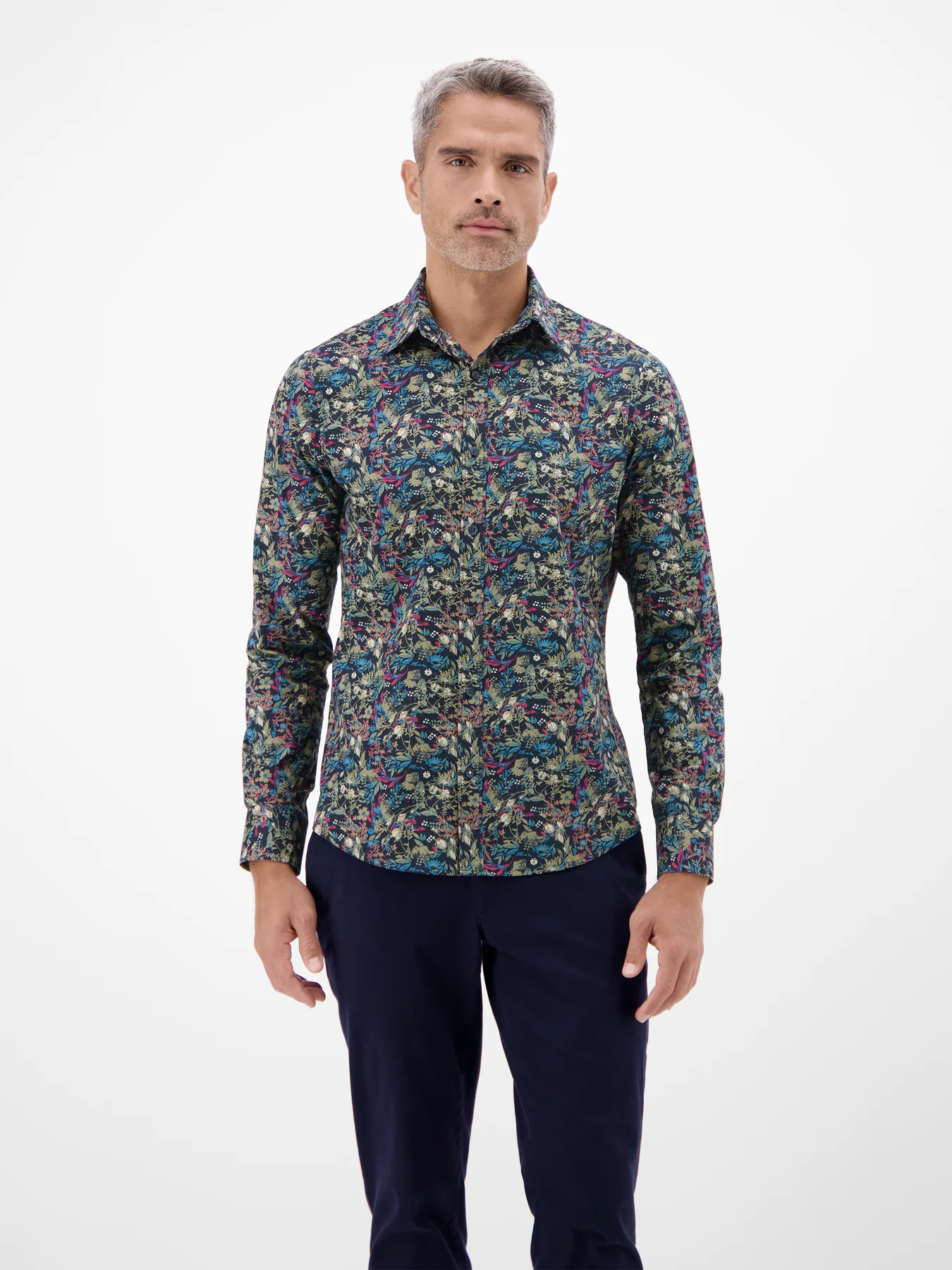Lerros Poplin Shirt with Print - Classic Navy