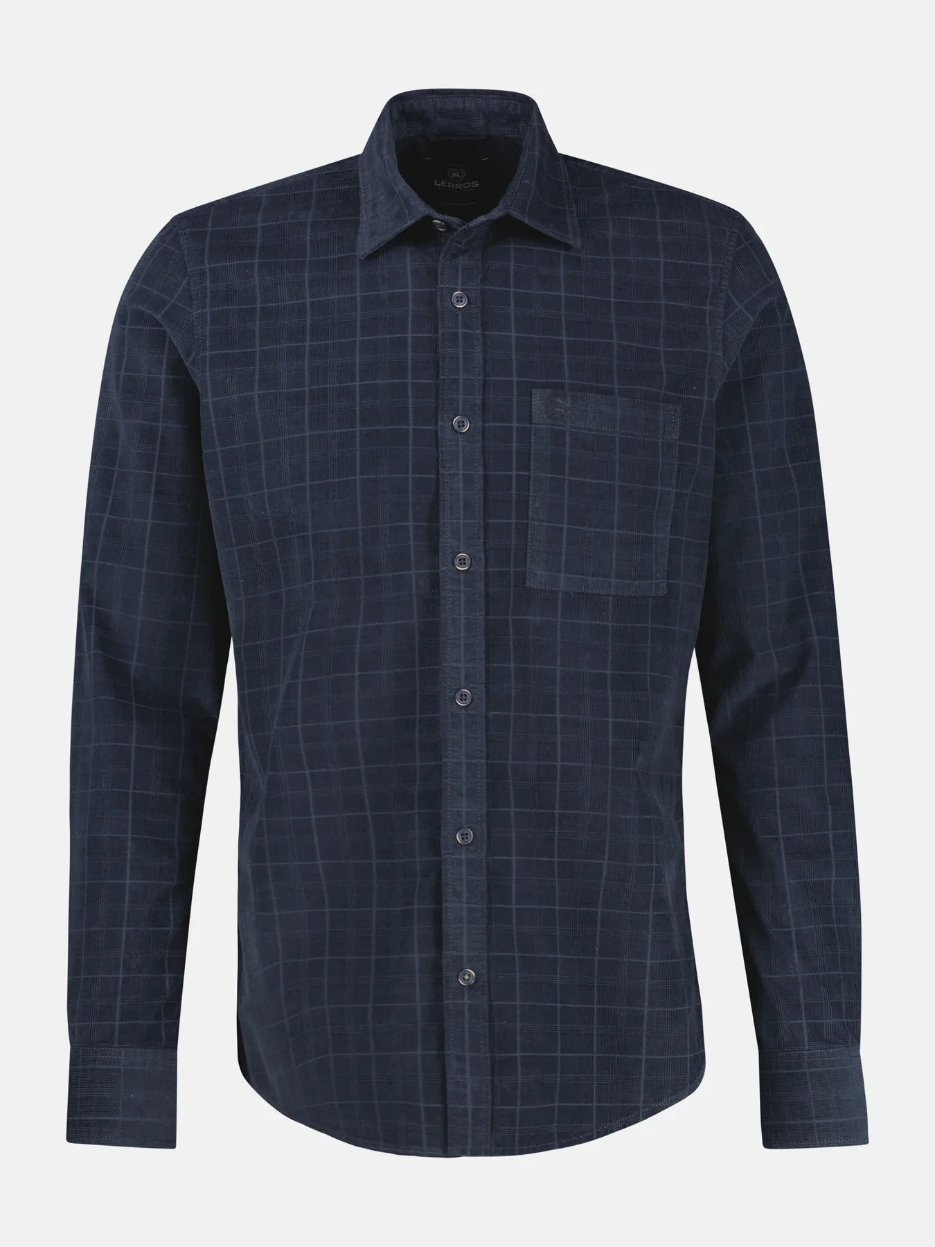Lerros Geruit Corduroy Overhemd - Classic Navy