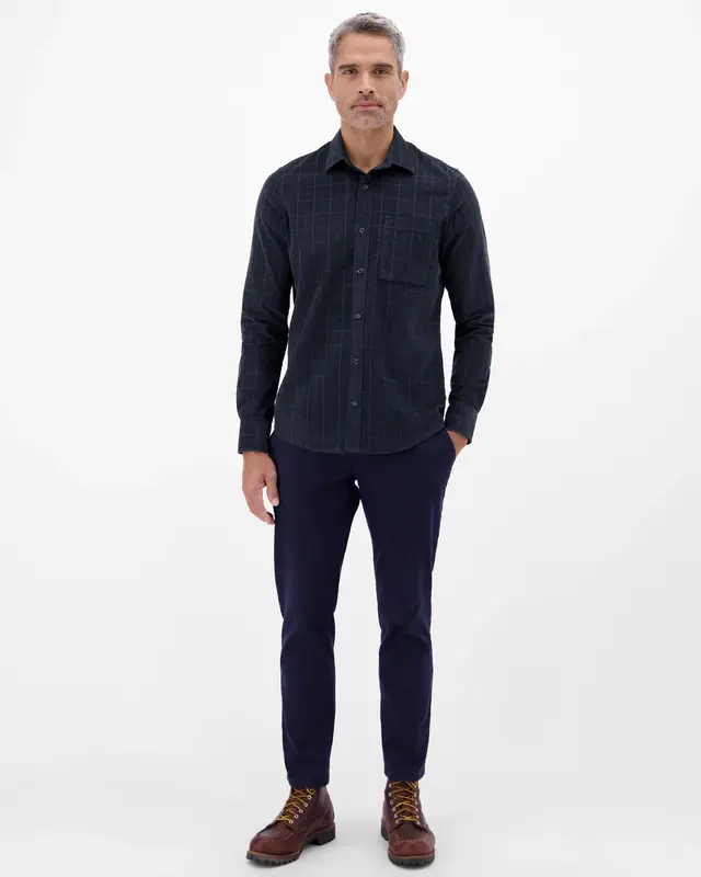 Lerros Karomuster Cordhemd - Classic Navy