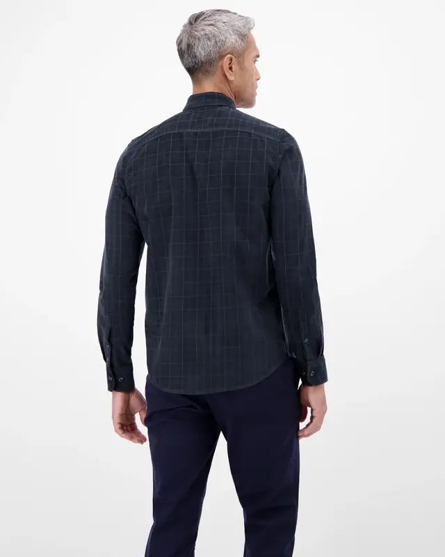 Lerros Karomuster Cordhemd - Classic Navy