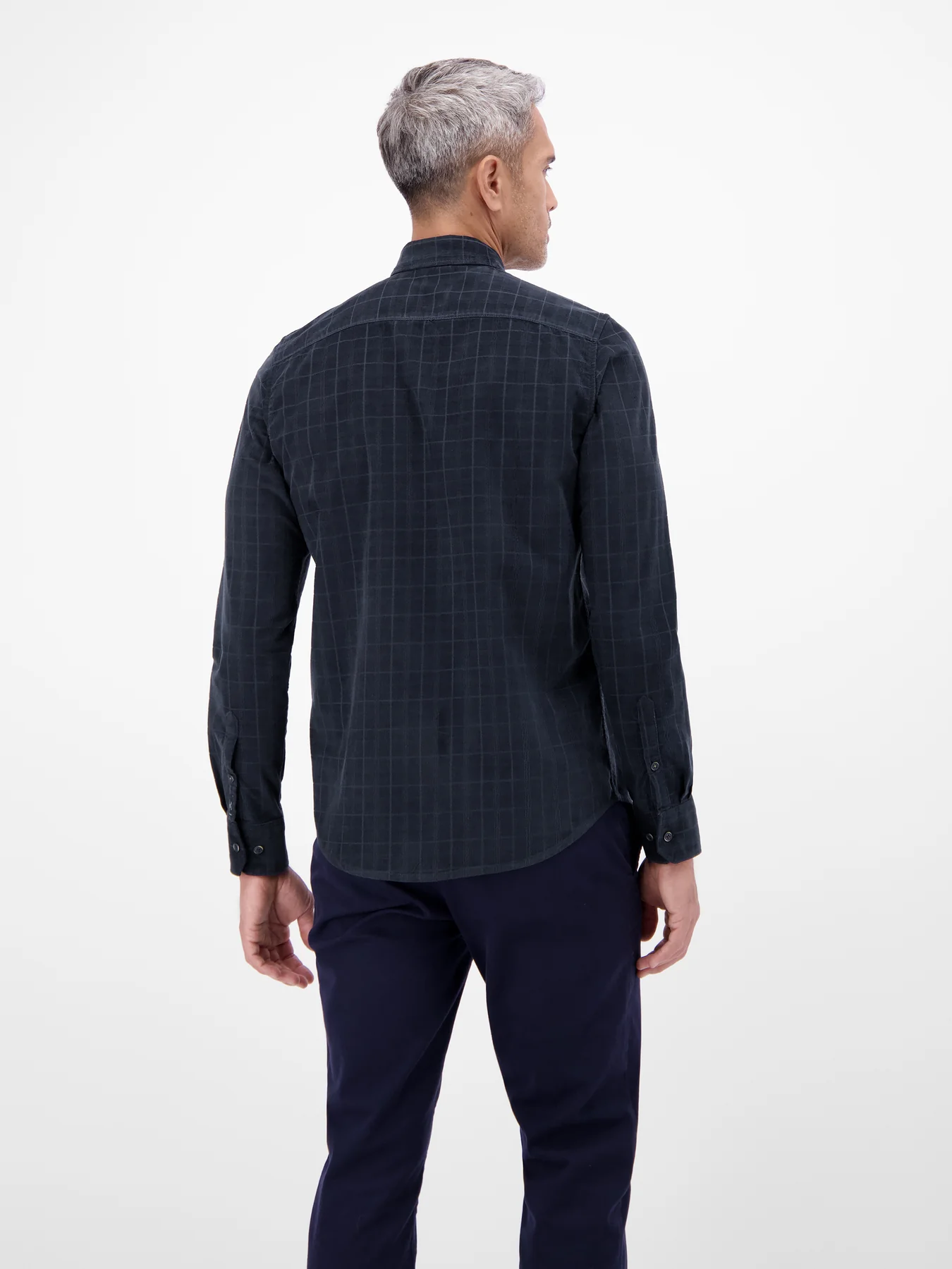 Lerros Geruit Corduroy Overhemd - Classic Navy