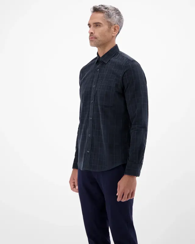 Lerros Karomuster Cordhemd - Classic Navy