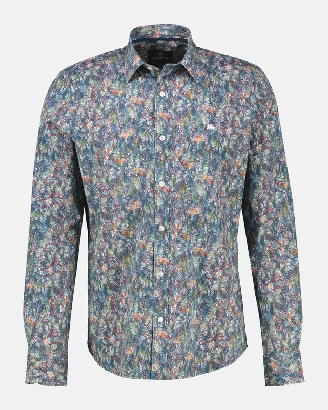 Lerros Poplin Print Hemd - White