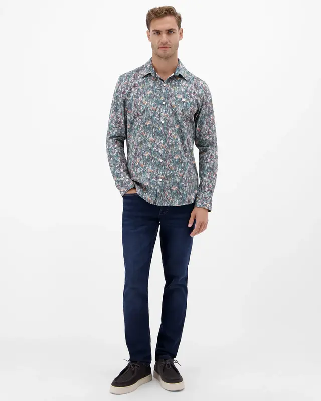 Lerros Poplin Print Hemd - White