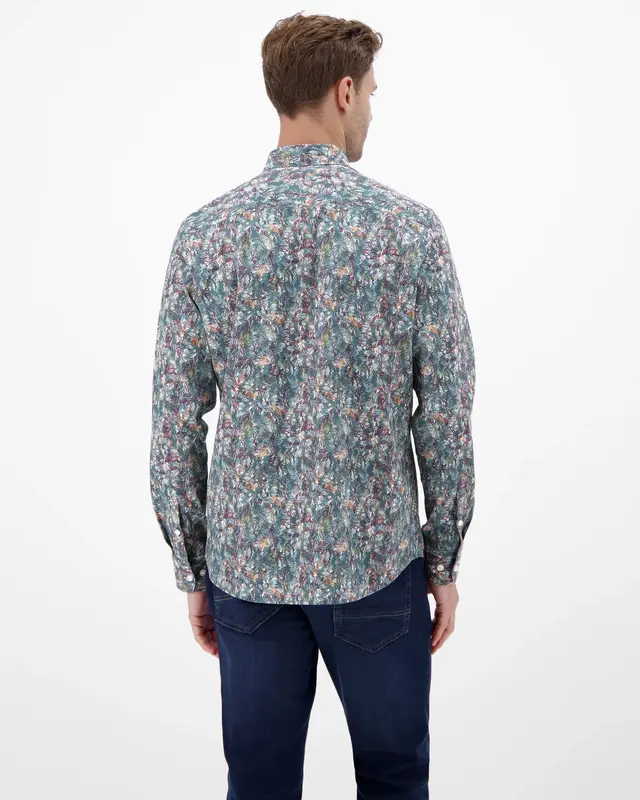 Lerros Poplin Print Hemd - White