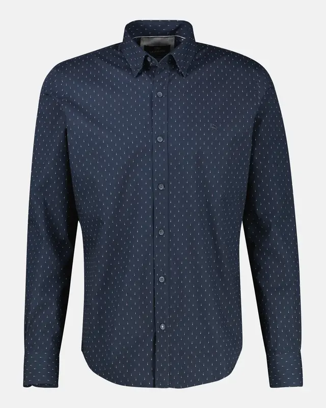Lerros Poplin Print Hemd - Classic Navy