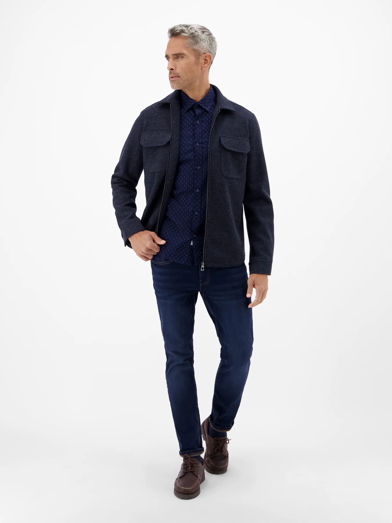 Lerros Poplin Print Shirt - Classic Navy
