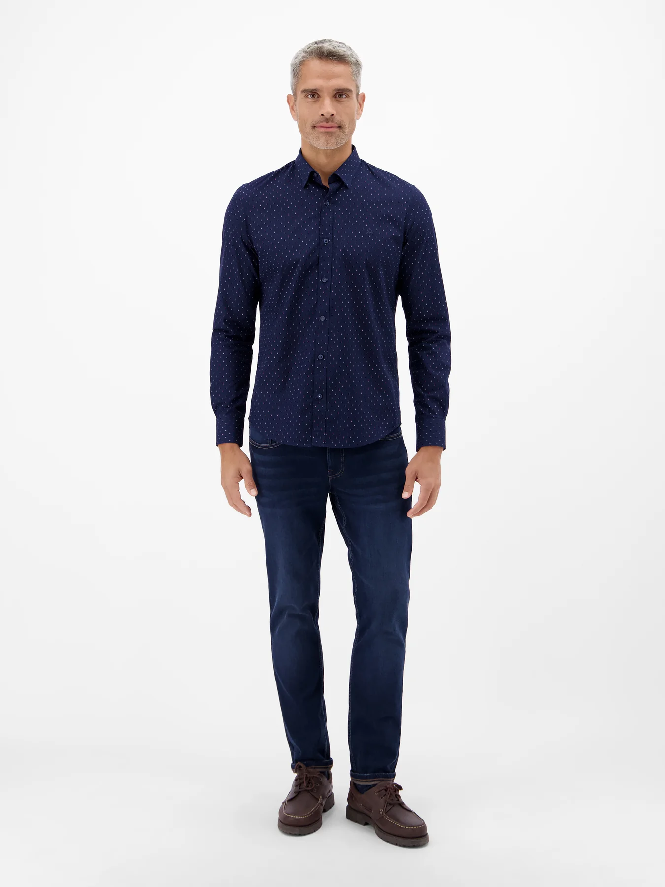 Lerros Poplin Print Shirt - Classic Navy