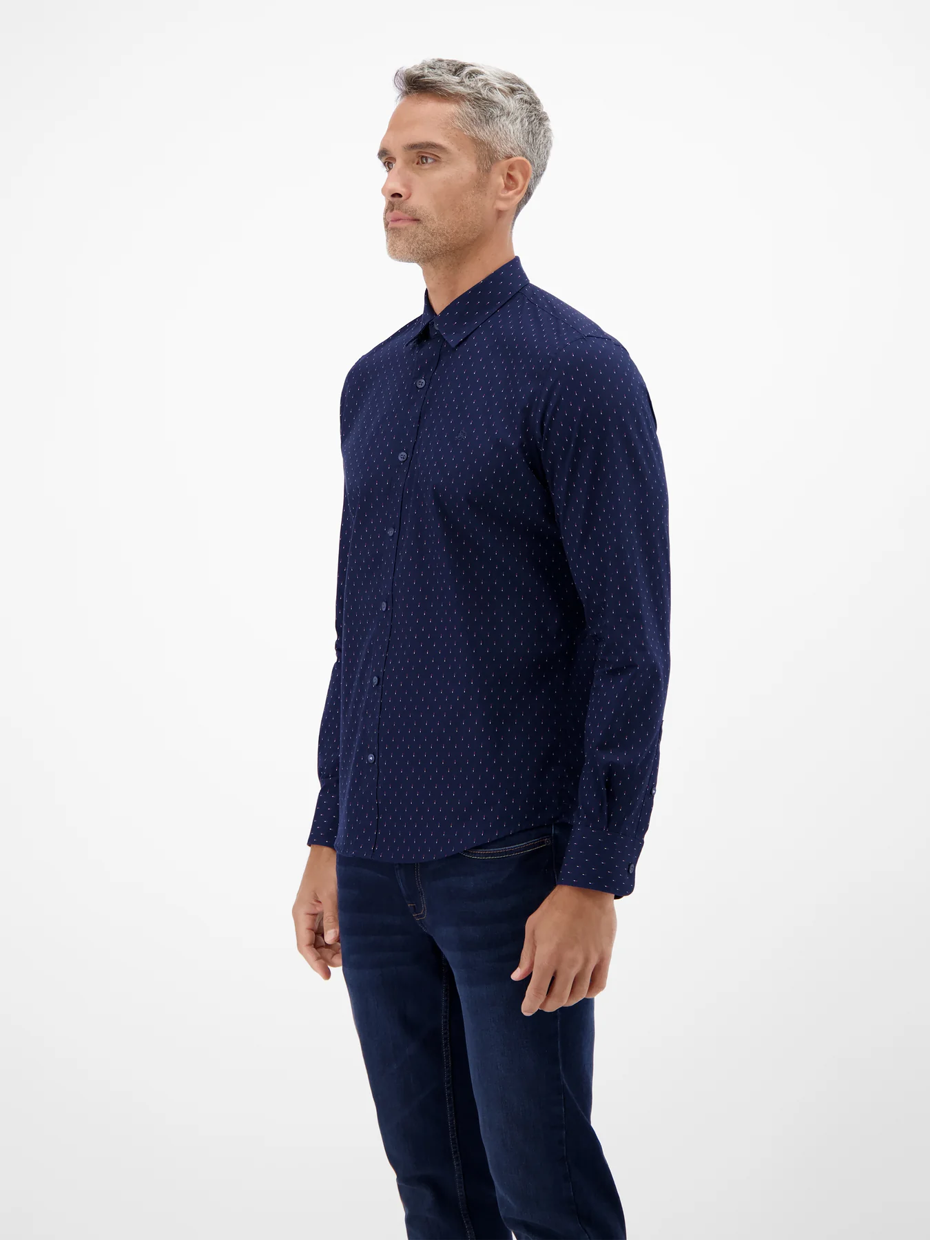 Lerros Poplin Print Shirt - Classic Navy