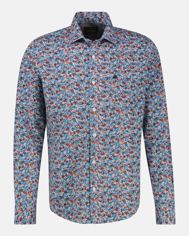 Lerros Poplin Hemd Print - Maple Red