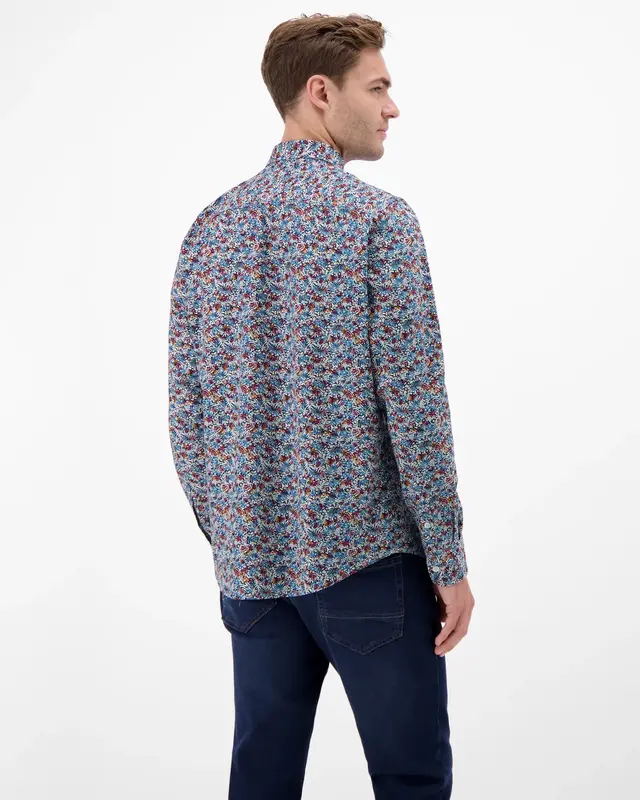 Lerros Poplin Hemd Print - Maple Red