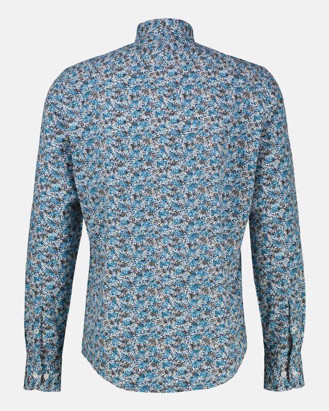 Lerros Poplin Hemd Print - Swedish Blue