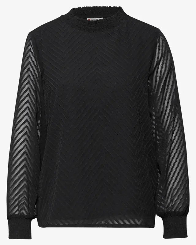 Street One Smok-Detail Chiffon-Bluse - Black