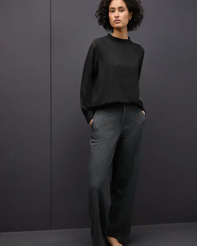 Street One Smok-Detail Chiffon-Bluse - Black