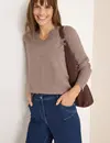 Cecil Kuscheliger V-Neck Pullover - Chocolate Mousse Melange