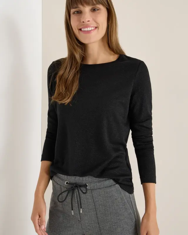 Cecil Glitter Shirt van Jersey - Black