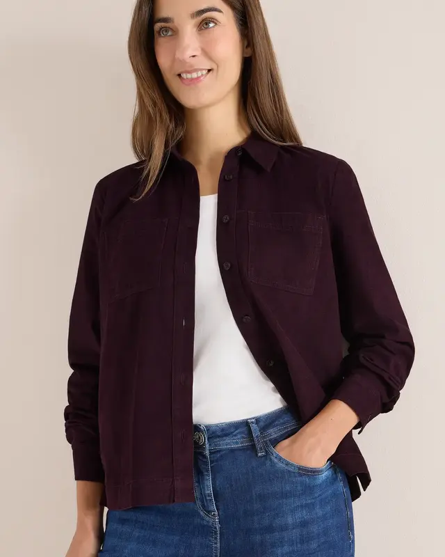 Cecil Corduroy Overhemdblouse - Eggplant Red