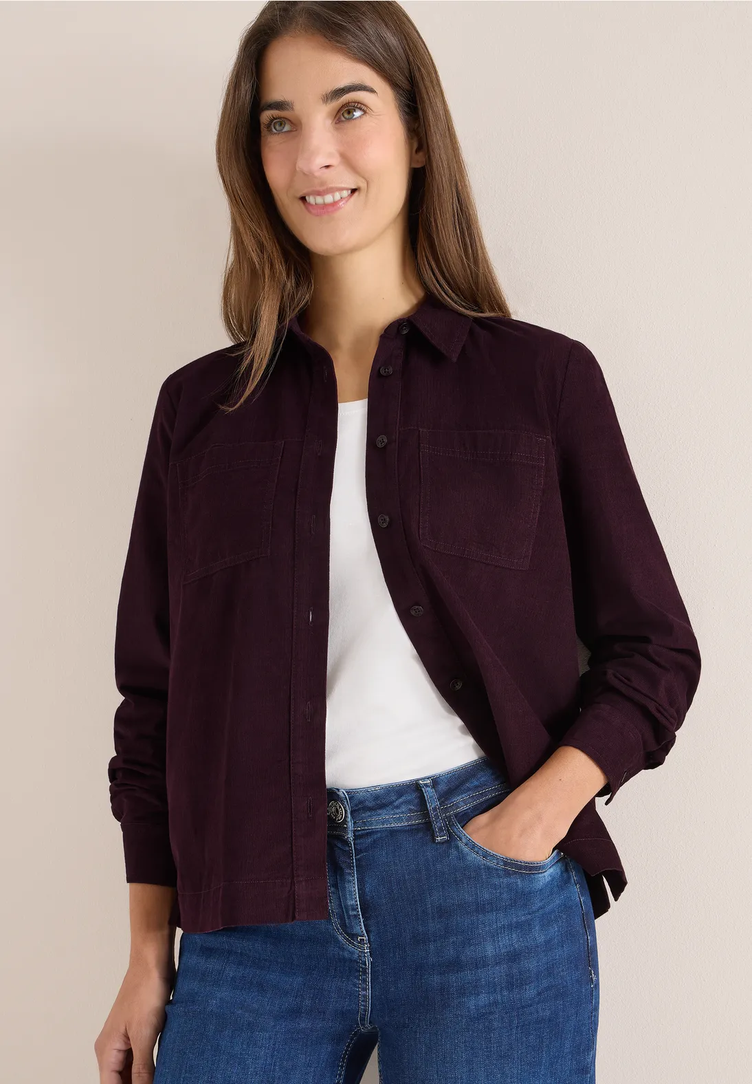 Cecil Corduroy Blouse - Eggplant Red