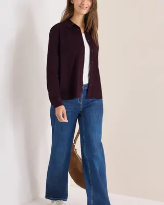 Cecil Corduroy Blouse - Eggplant Red