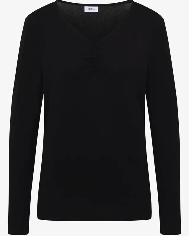 Cecil Basic Shirt mit Raffung - Black