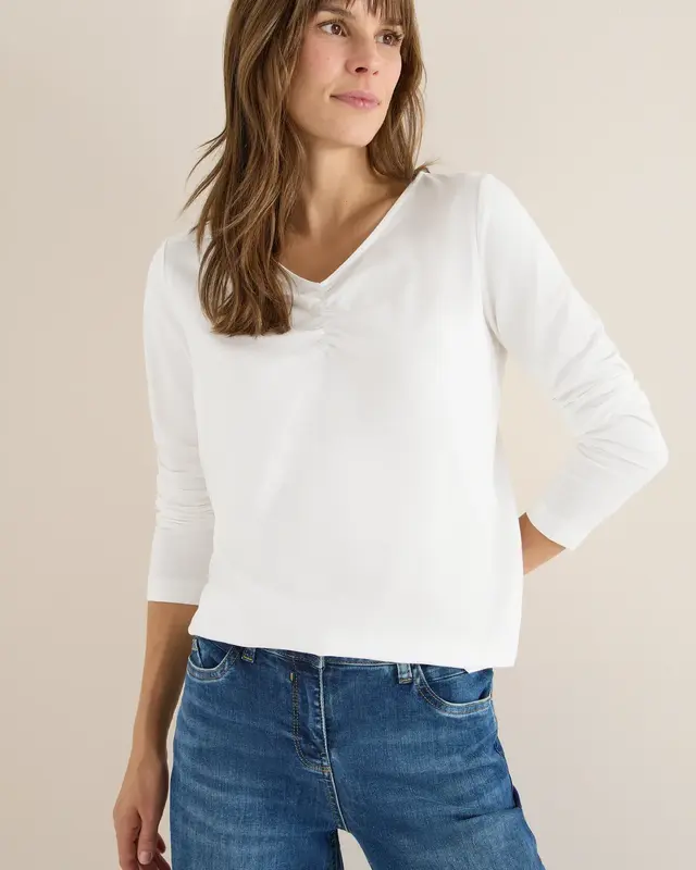 Cecil Basic Shirt mit Raffung - Vanilla White
