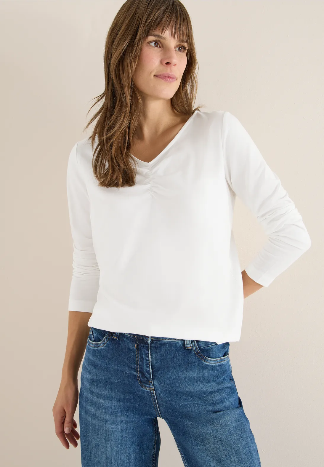 Cecil Basic Shirt with Pleats - Vanilla White