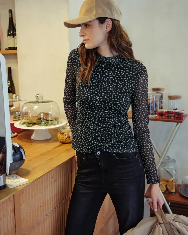 Street One Studio Shirt van Mesh met Patroon - Black