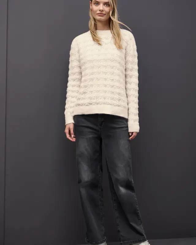 Street One Flauschiger Strukturpullover - Soft Beige