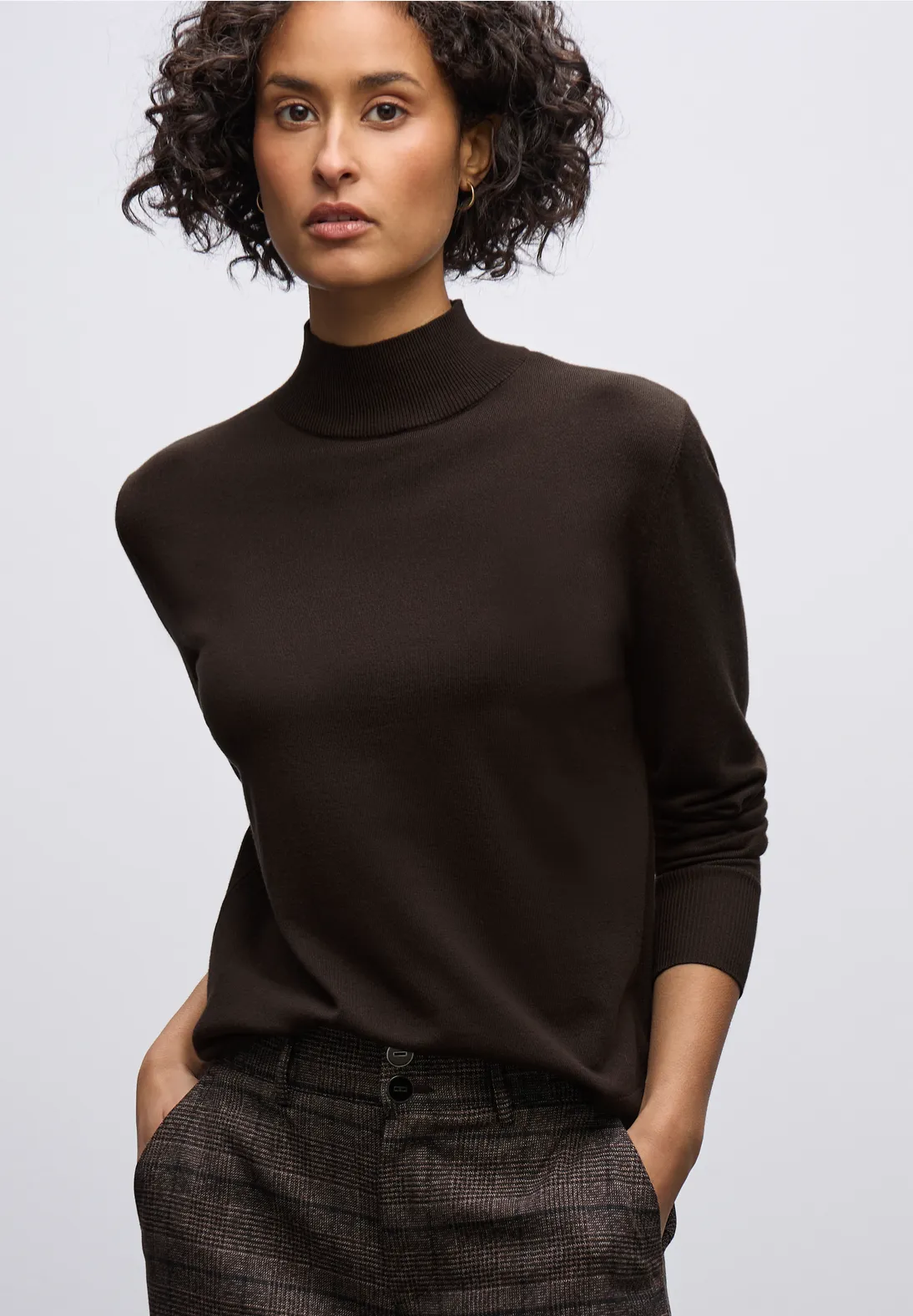 Street One Jumper with Turtleneck - Deep Roast Brown | - Cotton Blues