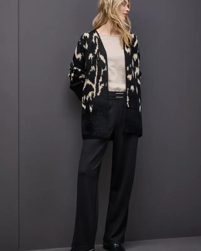 Street One Softer Jacquard Cardigan - Anthra Grey