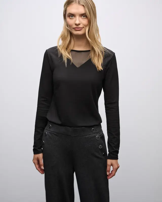 Street One Shirt with Mesh Details - Black