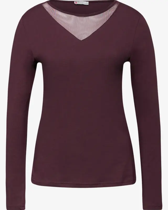 Street One Shirt met Mesh Details - Jazz Berry