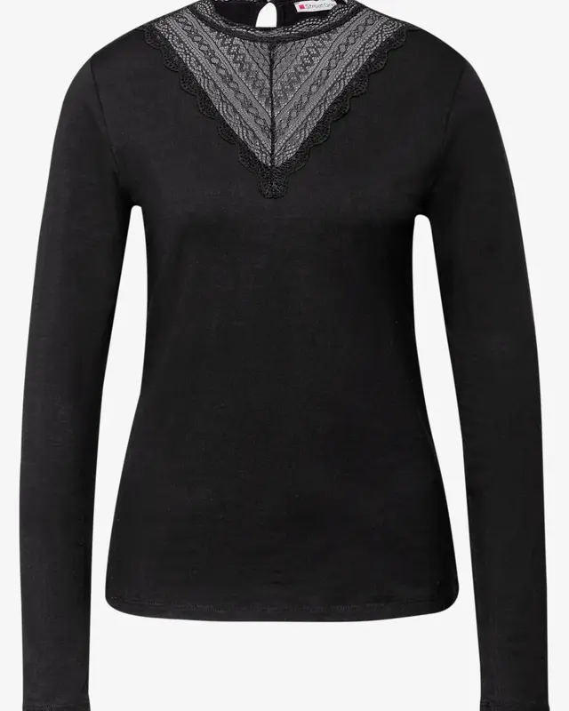 Street One Shirt mit Spitzendetail - Black