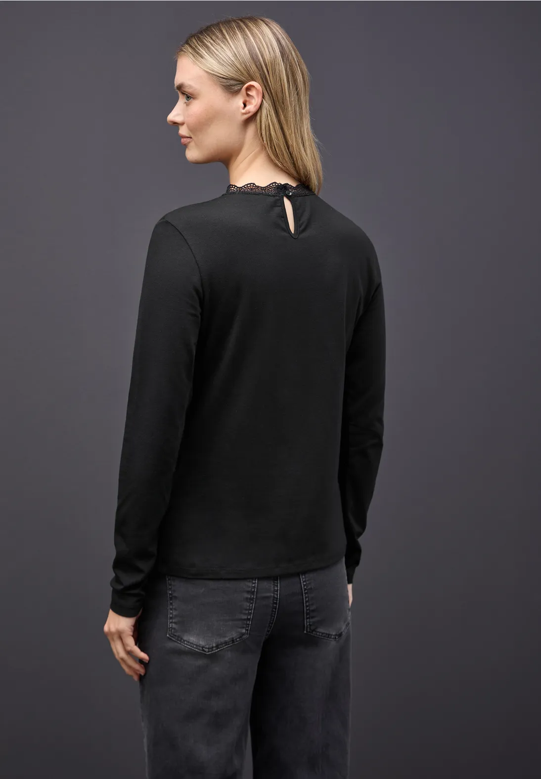 Street One Shirt with Lace Detail - Black
