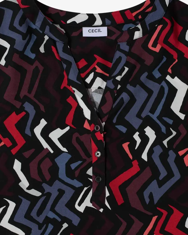 Cecil Blouse with Graphic Print - Black