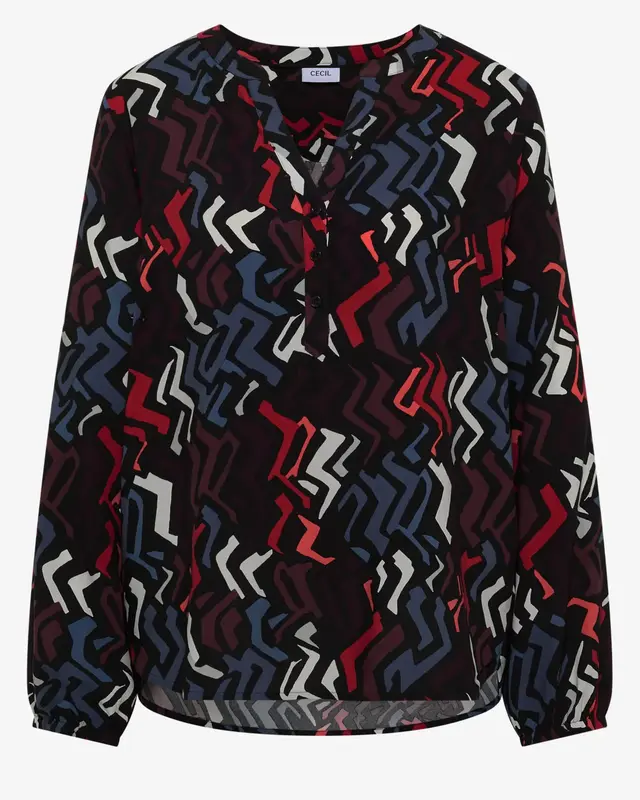 Cecil Blouse with Graphic Print - Black