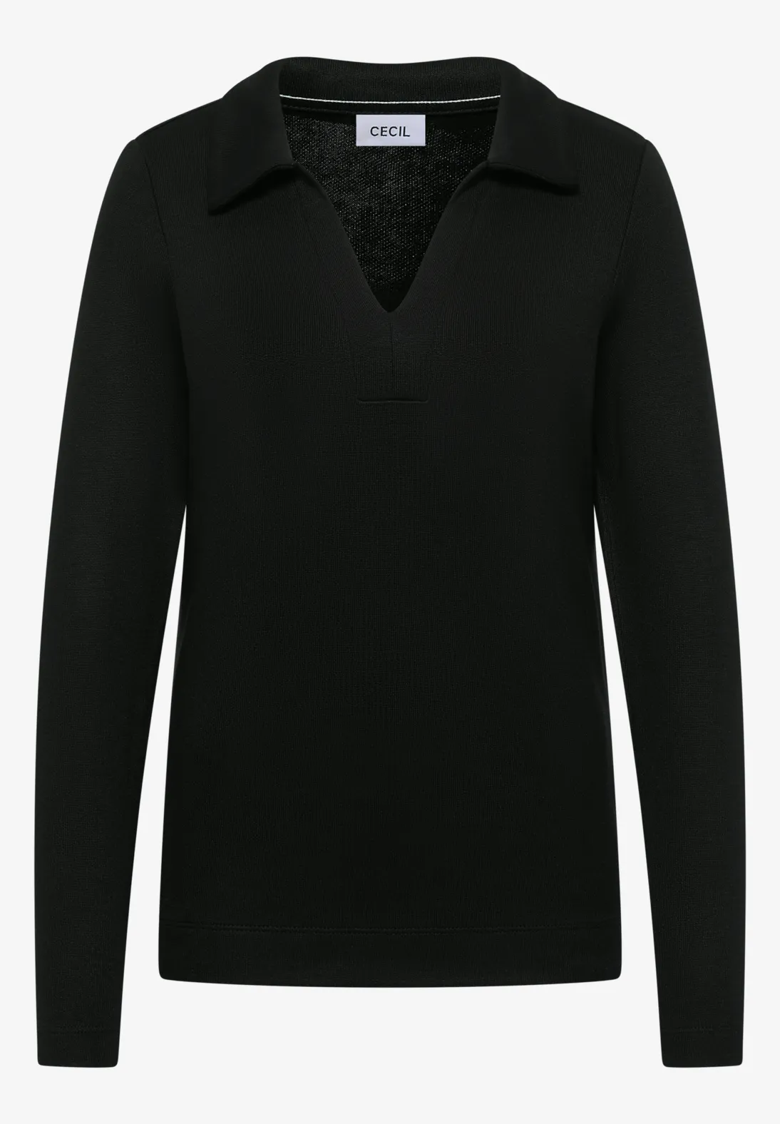 Cecil Knit-Look Poloshirt - Black