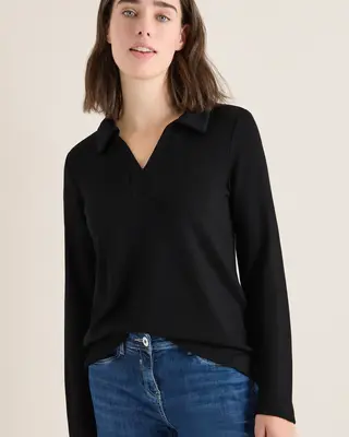 Cecil Polo Gebreide Look - Black