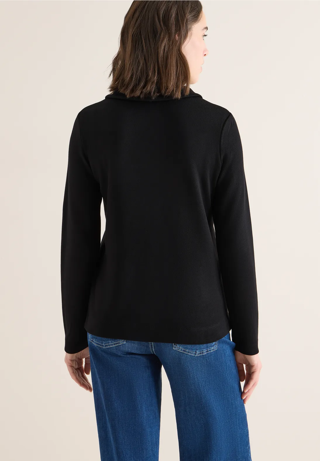 Cecil Knit-Look Poloshirt - Black