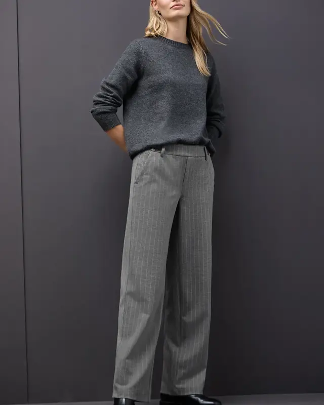 Street One Straight Leg Hose - Dark Pelican Grey Melange