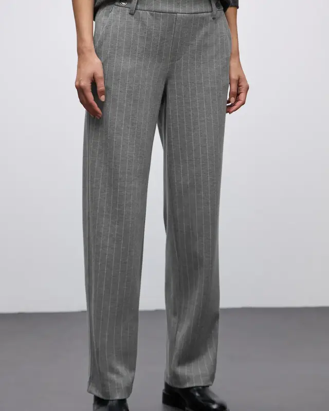 Street One Straight Leg Pants - Dark Pelican Grey Melange