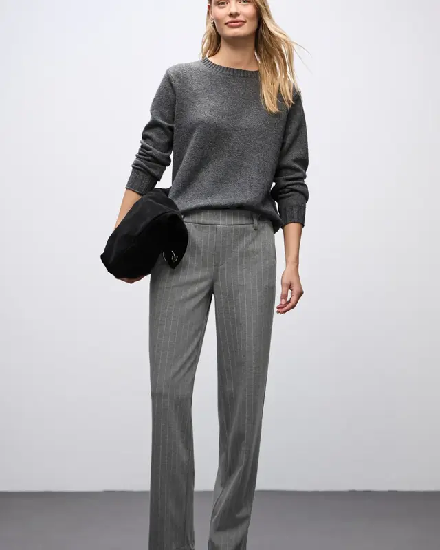 Street One Straight Leg Pants - Dark Pelican Grey Melange